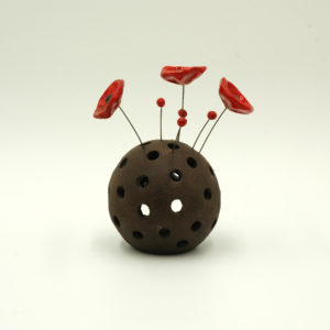Ceramic windlight with poppies