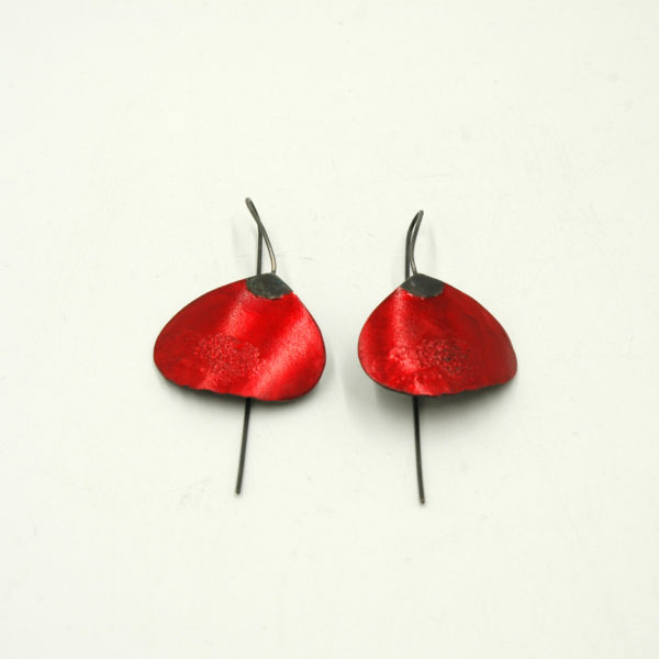 Red silver earrings