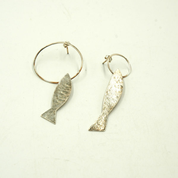 Silver fish earrings