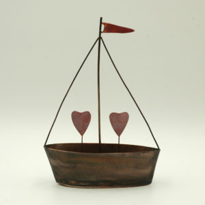 Metal boat with two hearts