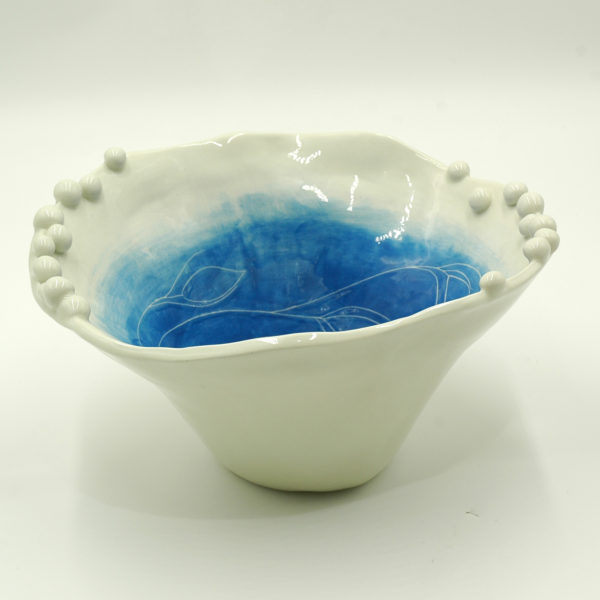 Ceramic bowl in blue white