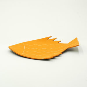 Ceramic fish shaped plate in yellow