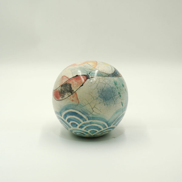 Ceramic sphere with koi fish and sea