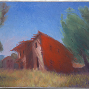 Oil painting, Red house by Sevasti Stavridi