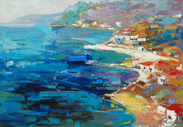 Greek island, oil painting