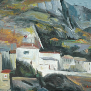Village in the mountains, oil on canvas