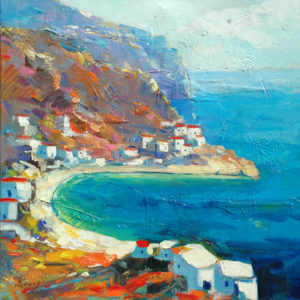 Greek island oil painting