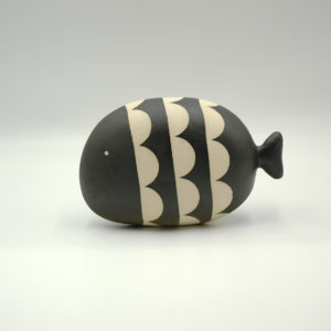 Black and white ceramic fish