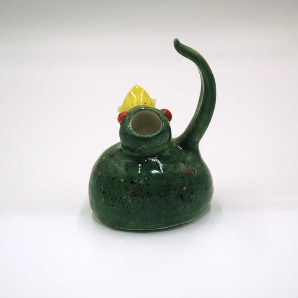 Ceramic king frog with yellow crown