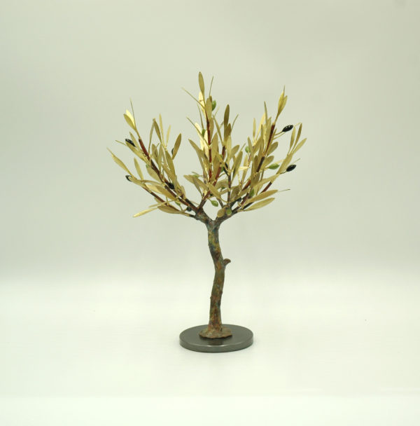 Miniature metal olive tree